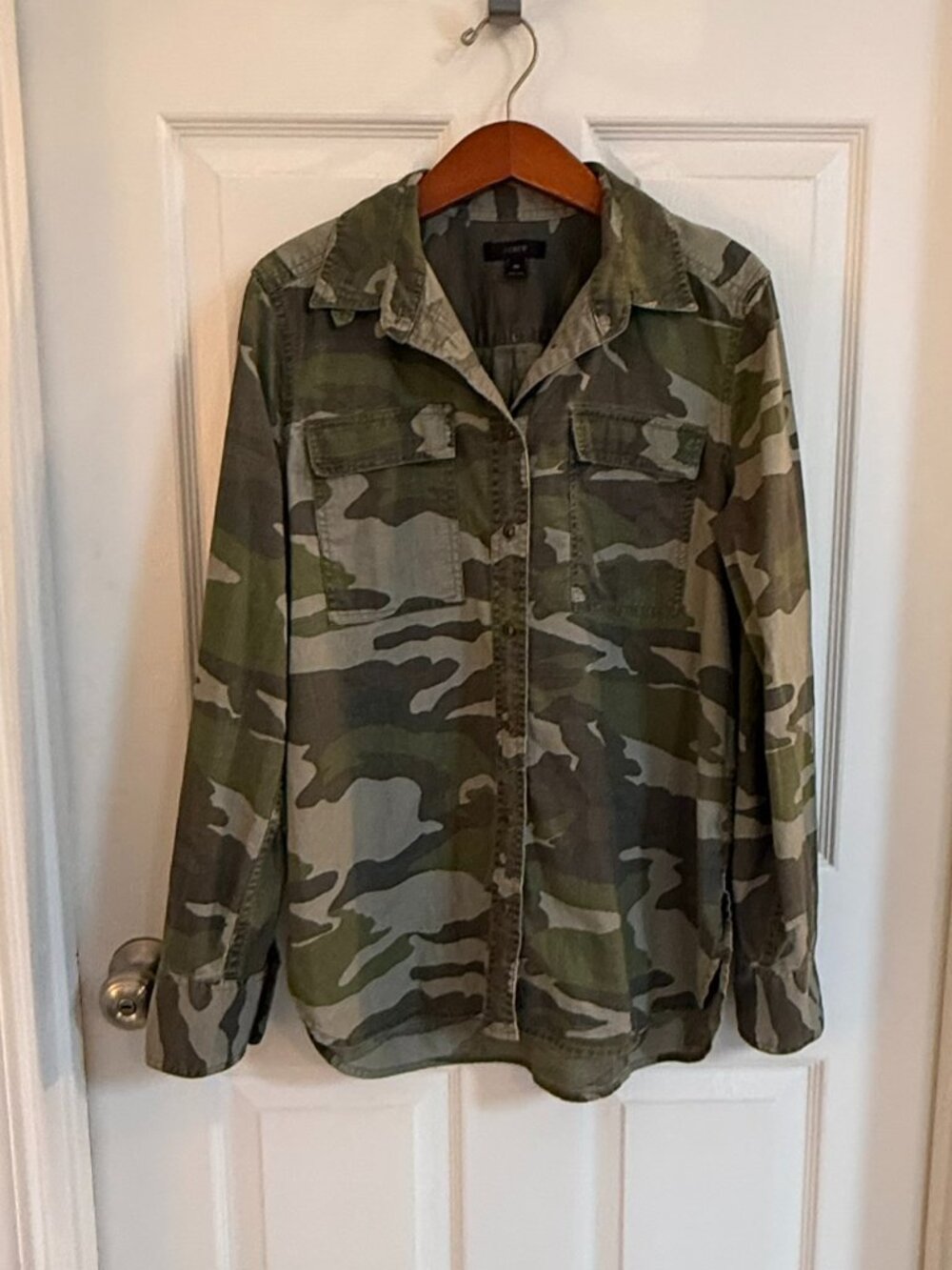 J. Crew Camouflage Long Sleeve Utility Shirt Jacket Size 10